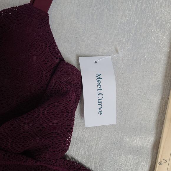 Meet Curve Swim crochet tankini top underwire lined maroon NWT size XL Maroon - Picture 9 of 10